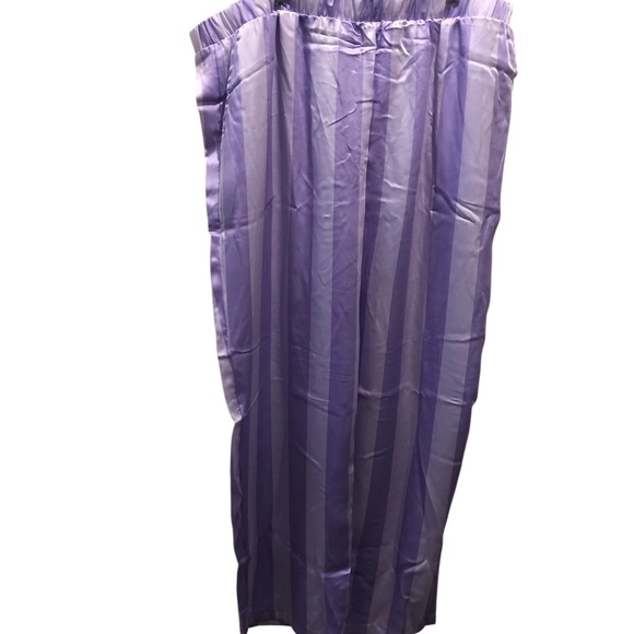 NWT Loft Intimates 3X Satin Purple Candy Striped Pajama Set Notched Collar - Picture 4 of 7